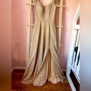 Champagne Shimmer Evening Gown